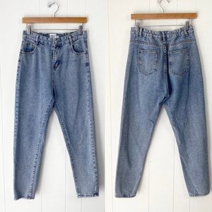 Princess Polly Light wash High Rise Tapered Leg Jeans Stretch Waist Size 8